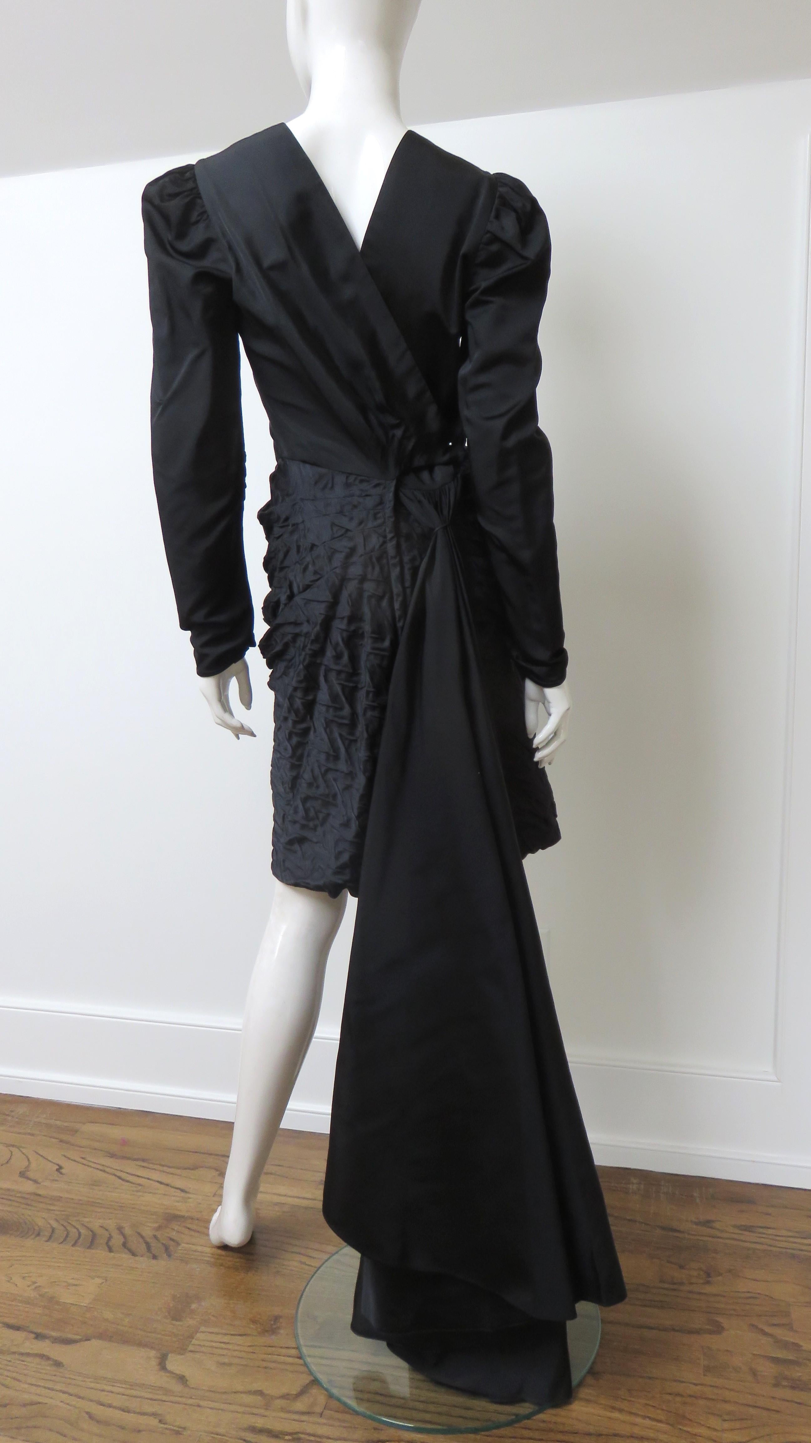 Adolfo 1970s Silk Dress with Back Swag For Sale 2