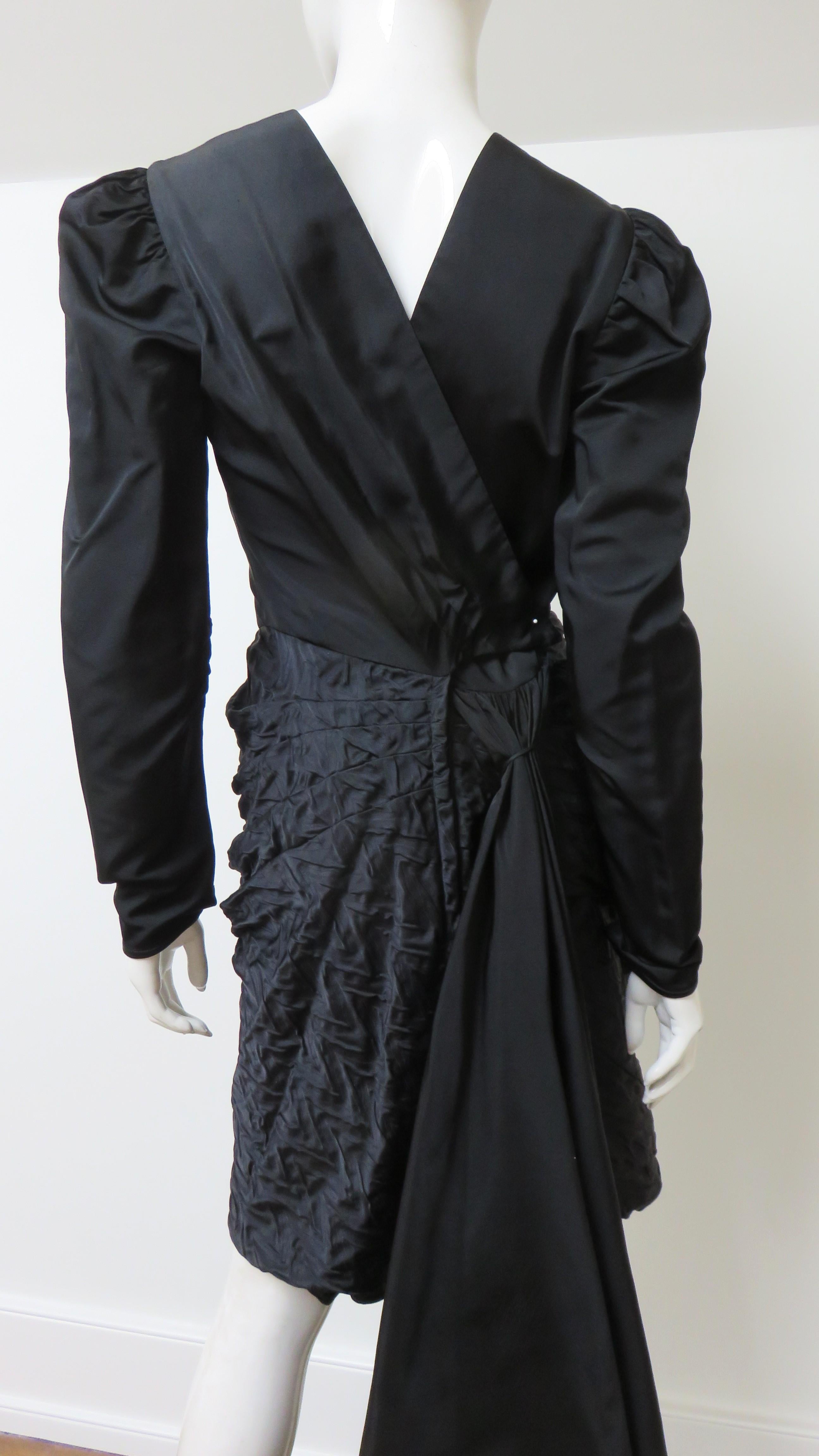 Adolfo 1970s Silk Dress with Back Swag For Sale 3