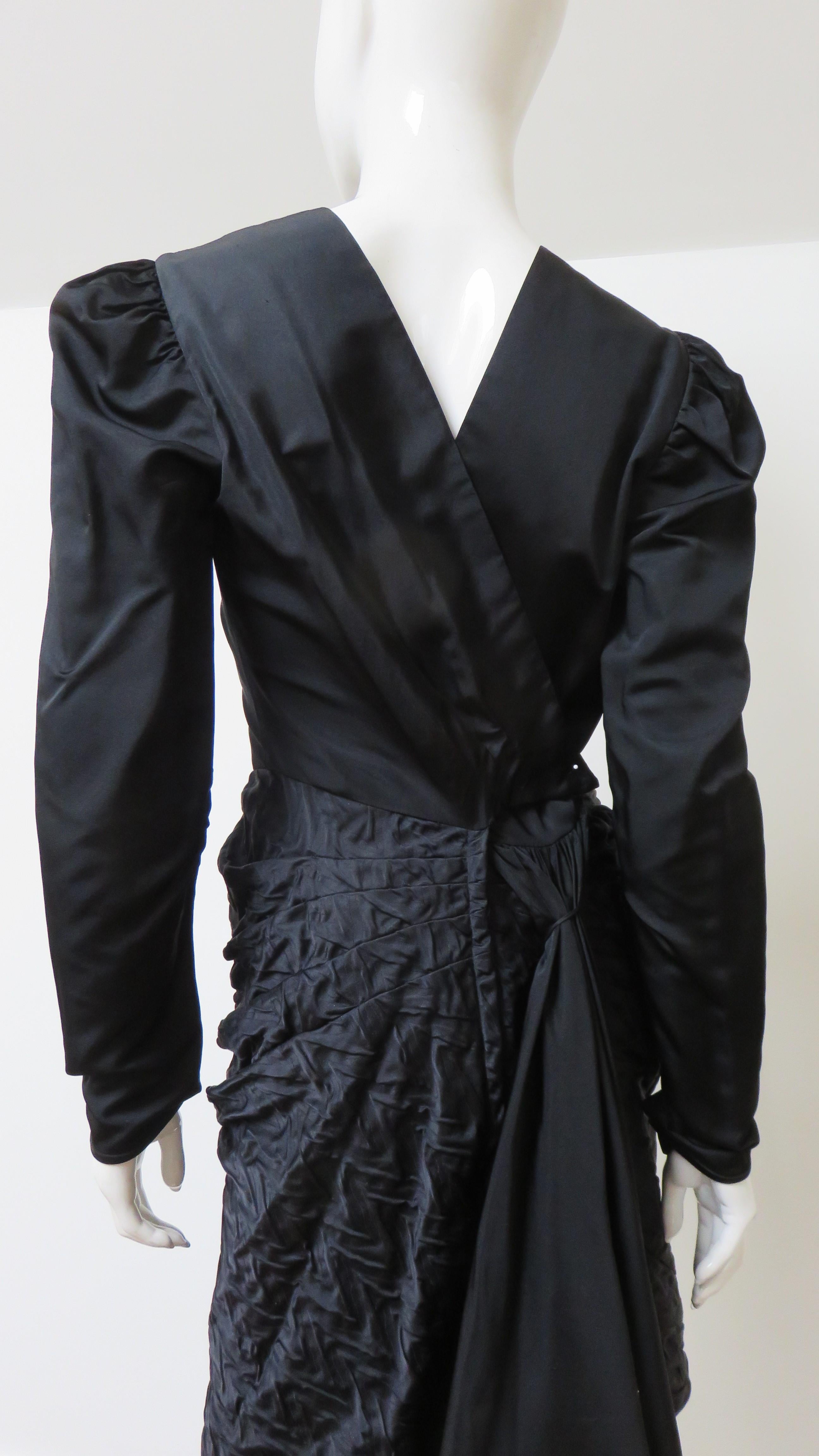 Adolfo 1970s Silk Dress with Back Swag For Sale 4