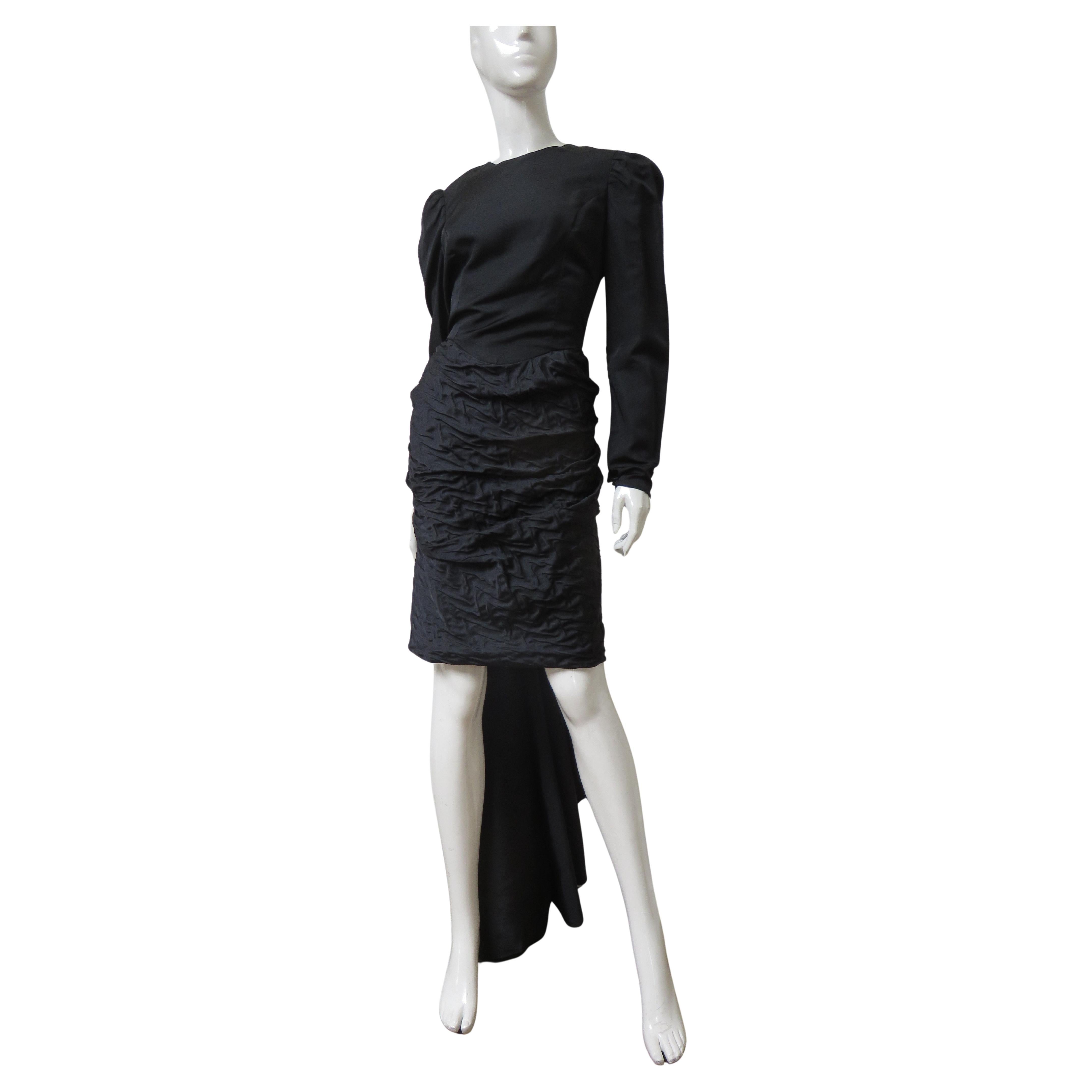 Adolfo 1970s Silk Dress with Back Swag For Sale
