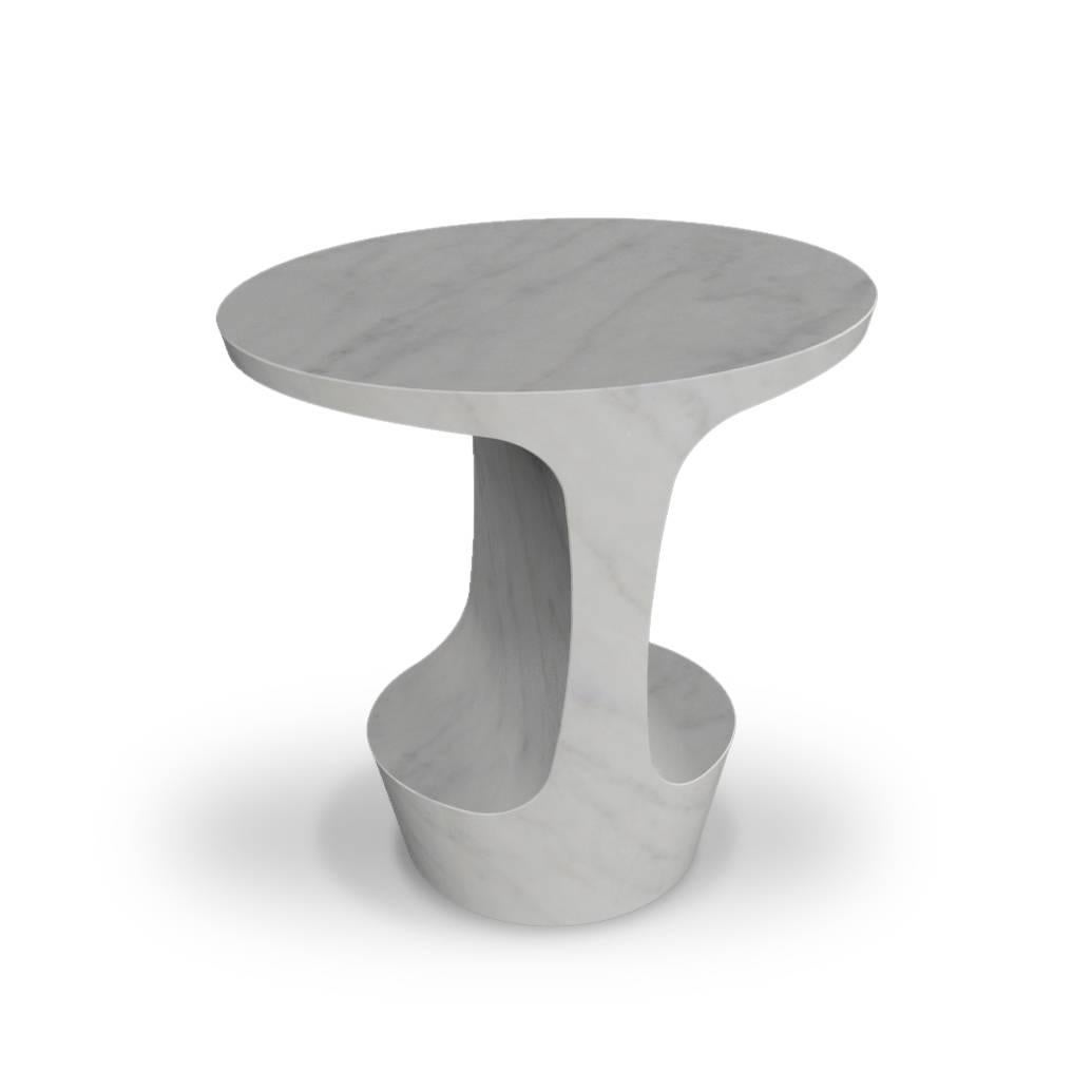 Spanish Adolfo Abejon 'Atlas' Carrara White Marble Side Table