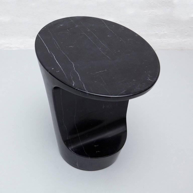 Adolfo Abejon 'Atlas' Carrara White Marble Side Table 2