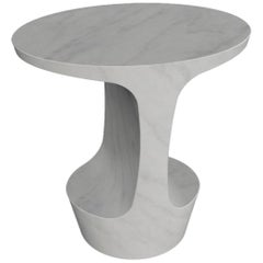 Adolfo Abejon 'Atlas' Carrara White Marble Side Table