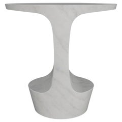 Adolfo Abejon 'Atlas' Carrara White Marble Side Table