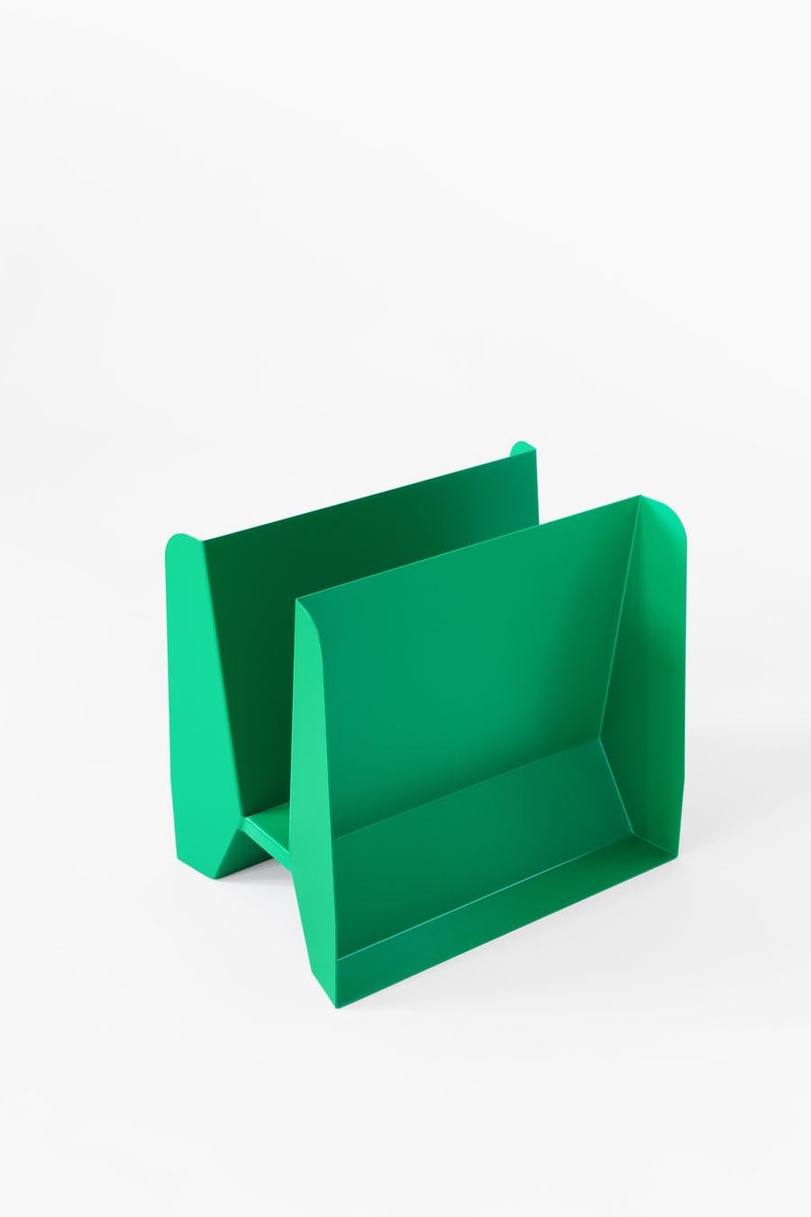 Adolfo Abejon Contemporary 'Adler' Green Metal Sculptural Magazine Rack 5