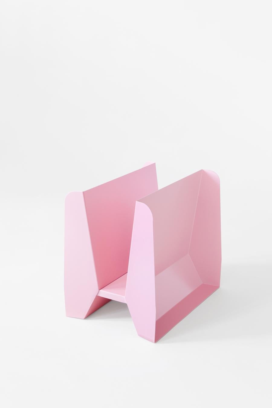 Adolfo Abejon Contemporary 'Adler' Pink Metal Sculptural Magazine Rack 4