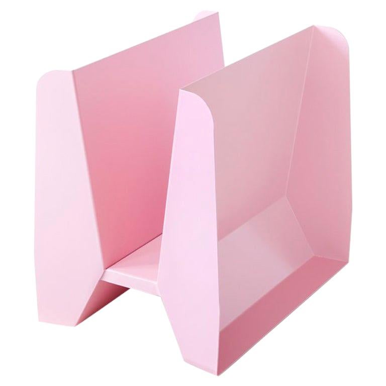 Adolfo Abejon Contemporary 'Adler' Pink Metal Sculptural Magazine Rack