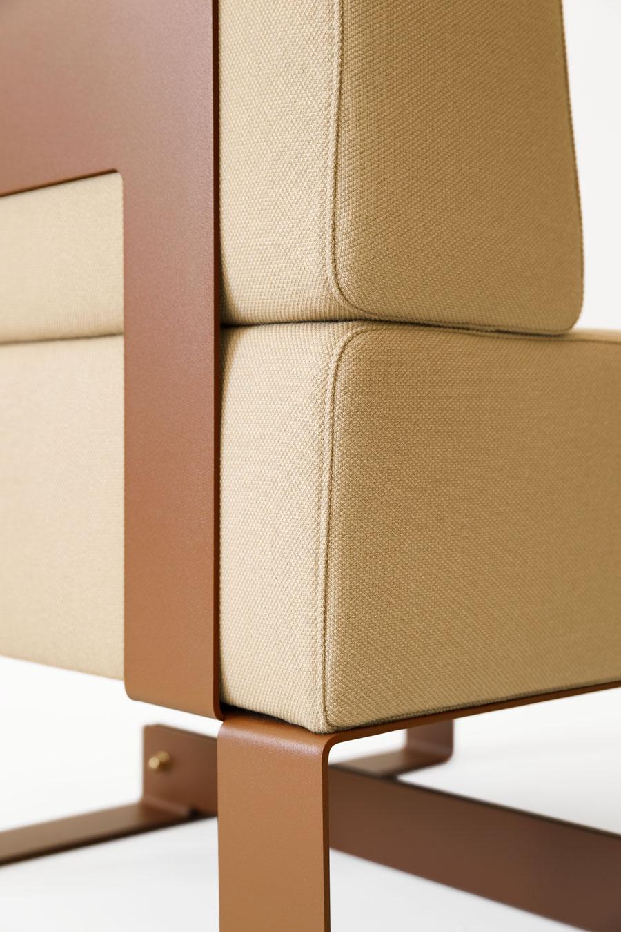 Mid-Century Modern Adolfo Abejon Contemporary 'Cubit' Brown Sculptural Easy Chair