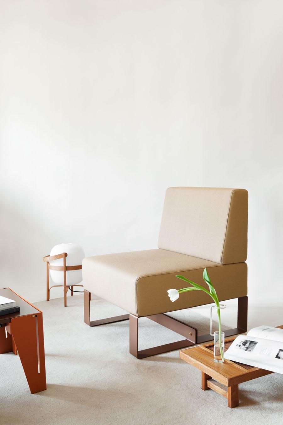 Spanish Adolfo Abejon Contemporary 'Cubit' Brown Sculptural Easy Chair