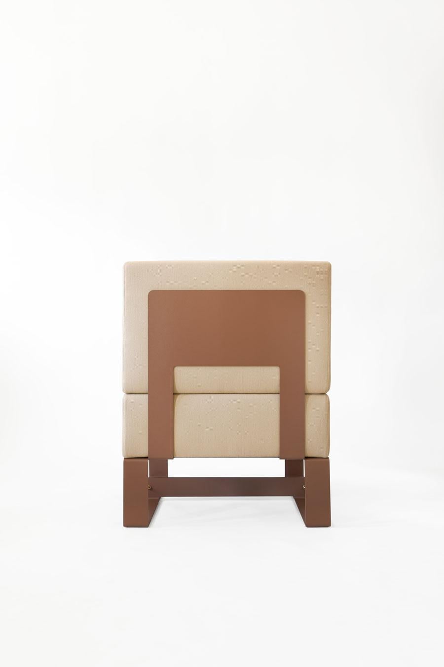 Adolfo Abejon Contemporary 'Cubit' Brown Sculptural Easy Chair In Good Condition In Barcelona, Barcelona