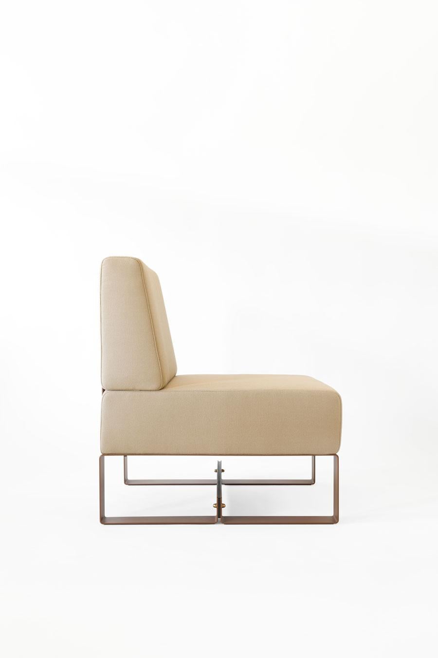 Adolfo Abejon Contemporary 'Cubit' Brown Sculptural Easy Chair 1