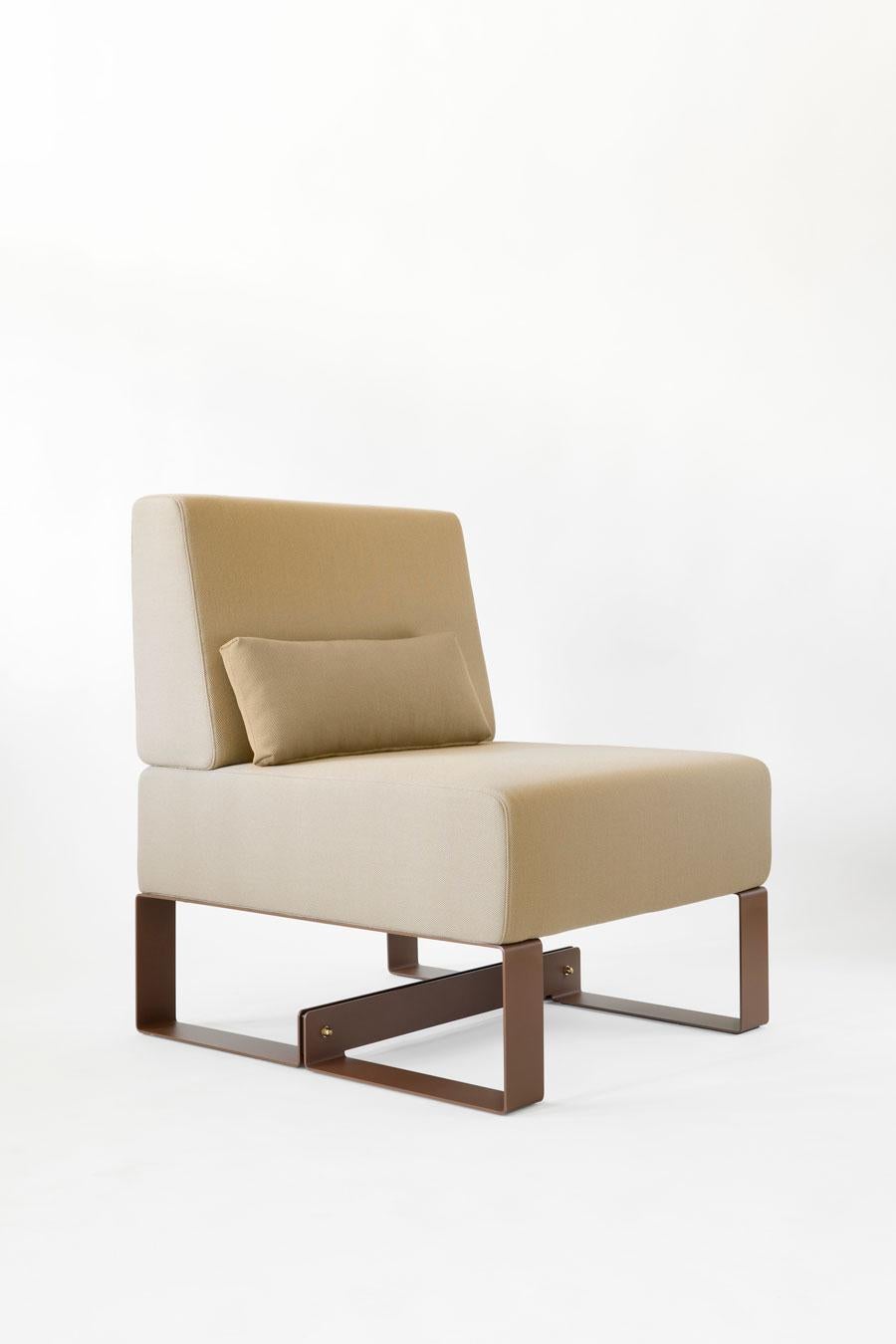 Adolfo Abejon Contemporary 'Cubit' Brown Sculptural Easy Chair 2