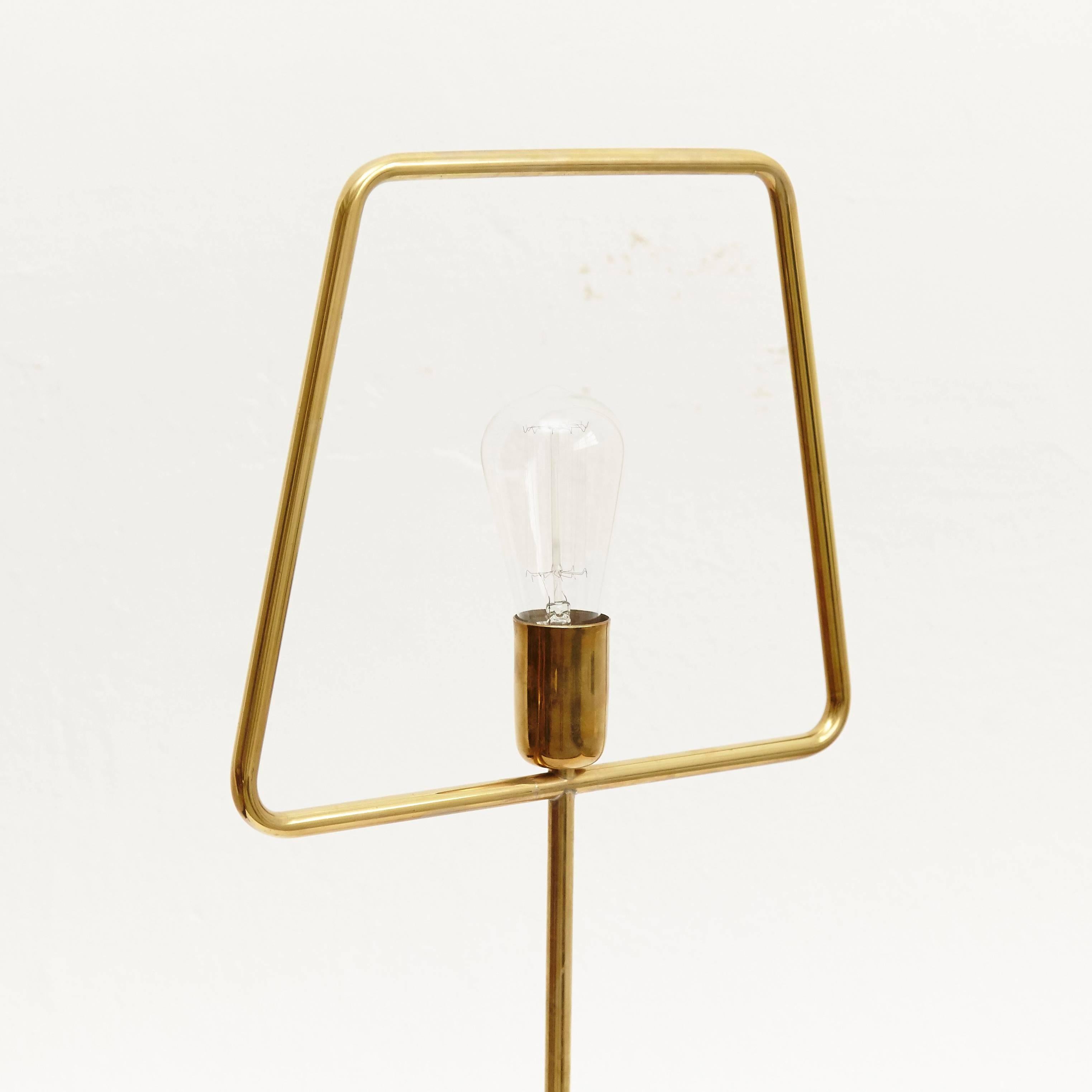 Mid-Century Modern Adolfo Abejon Contemporary Design 'Slim Brass' Lamp Prototype in Brass, 2016