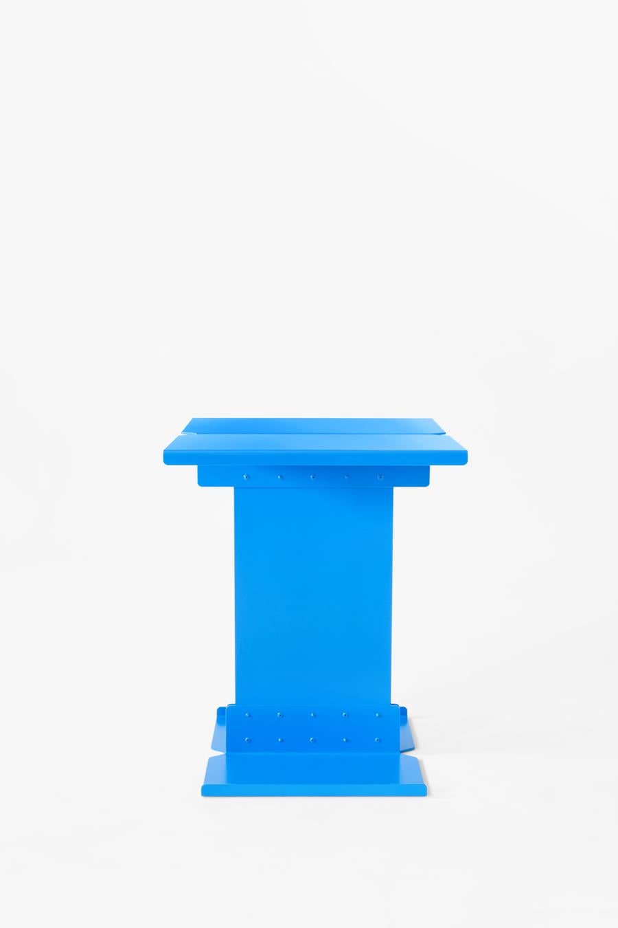 Spanish Adolfo Abejon Contemporary 'Five' Blue Metal Sculptural Coffee Table