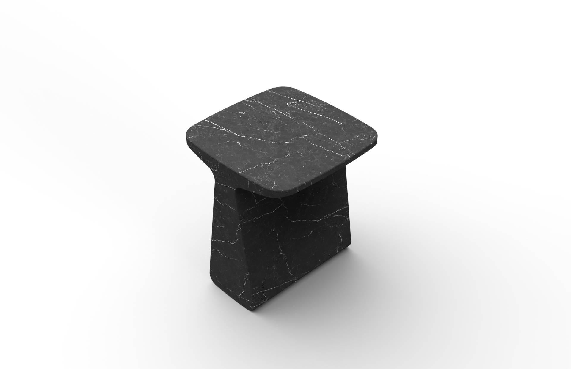 Mid-Century Modern Adolfo Abejon Contemporary 'Pura' Black Marquina Marble Sculptural Coffee Table