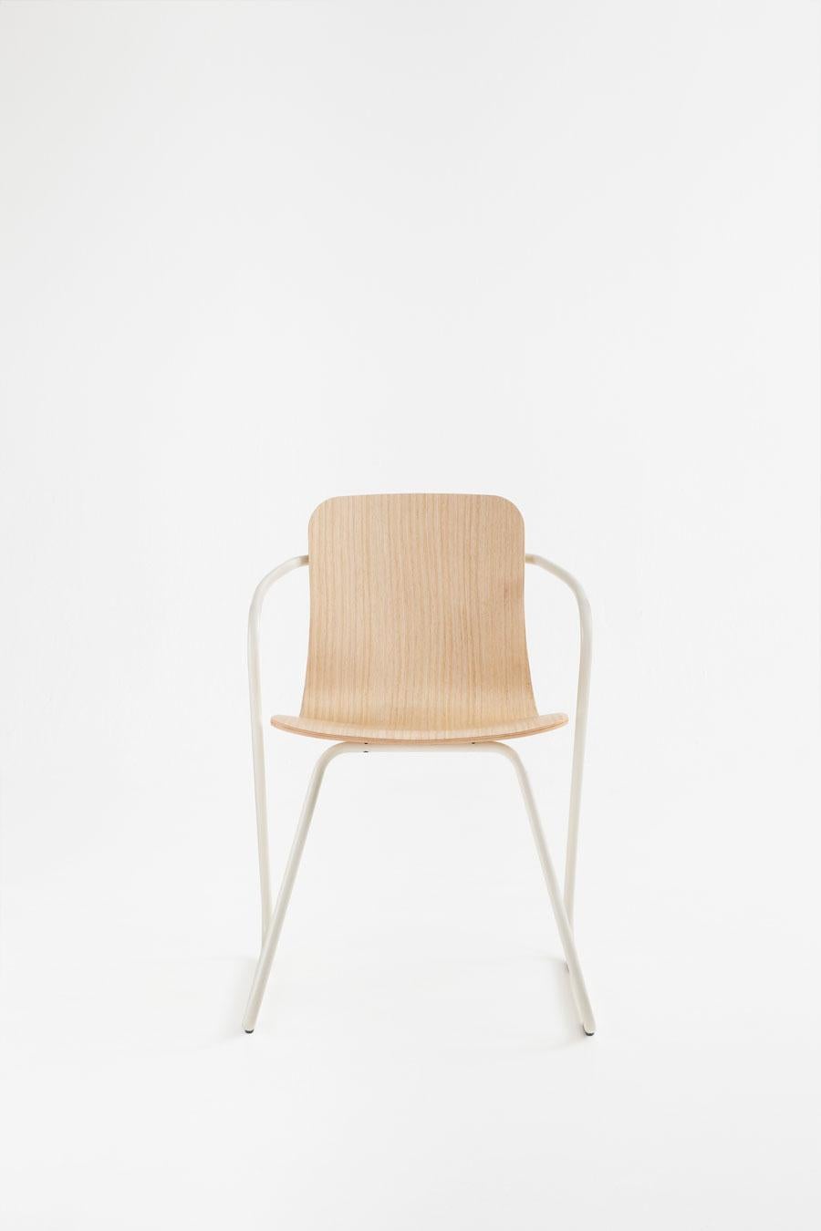 Spanish Adolfo Abejon Contemporary Set of 8 'Cobra' Wood and Metal Sculptural Chair