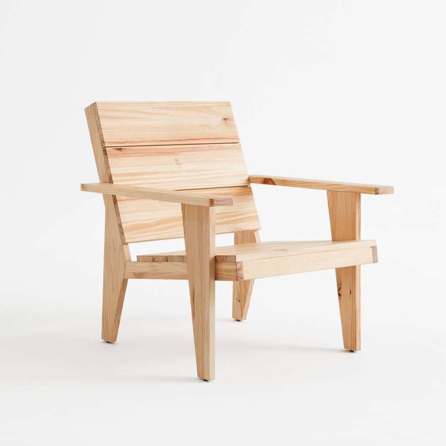 Spanish Adolfo Abejon Contemporary 'Woody' Formalist Armchair in Pine Wood