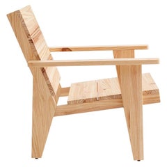 Adolfo Abejon Contemporary 'Woody' Formalist Armchair in Pine Wood