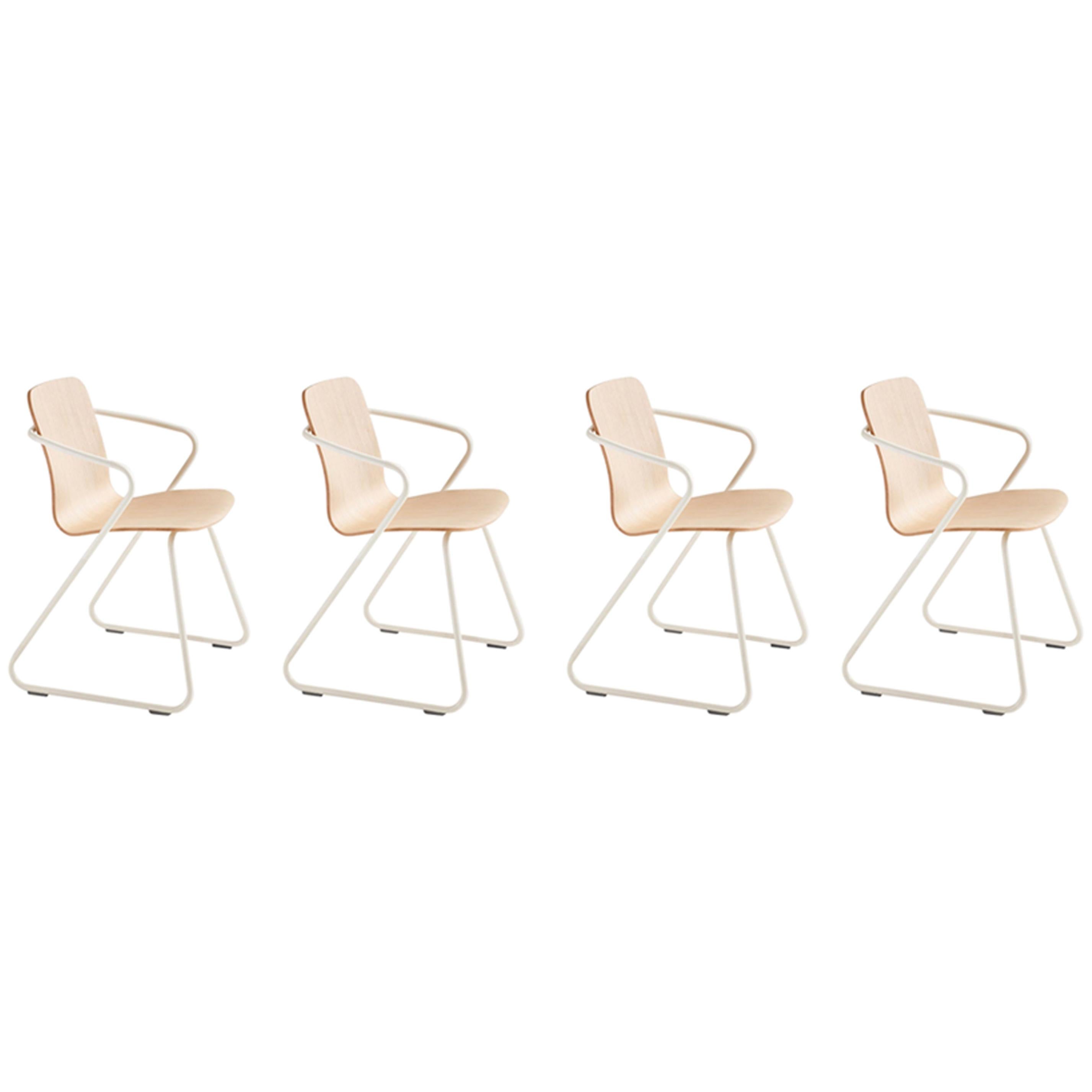 Adolfo Abejon Set of 4 Contemporary 'Cobra' Wood and Metal Sculptural Chair