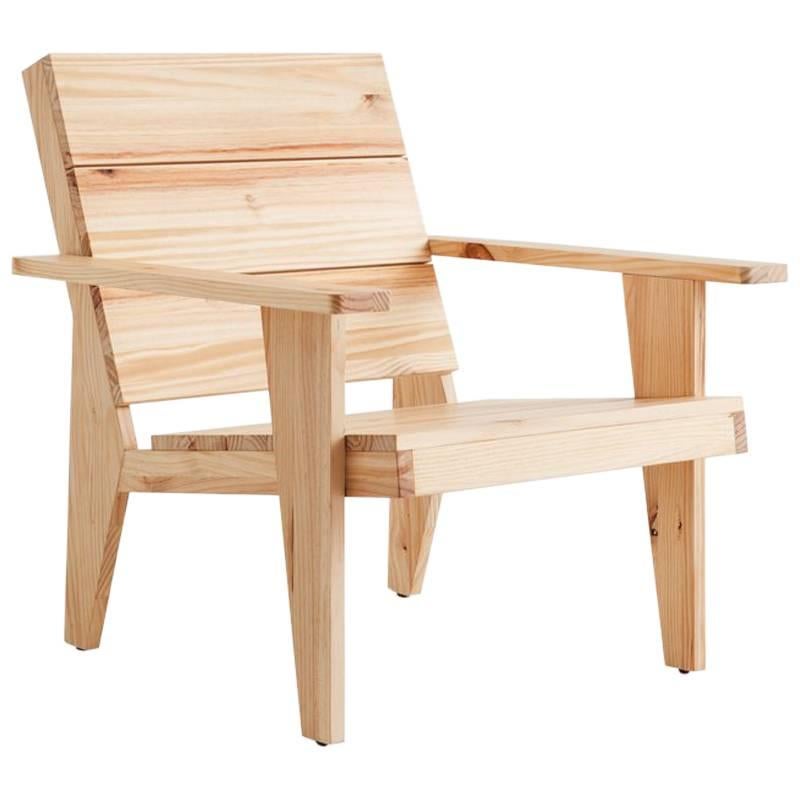 Adolfo Abejon Contemporary 'Woody' Formalist Armchair in Pine Wood