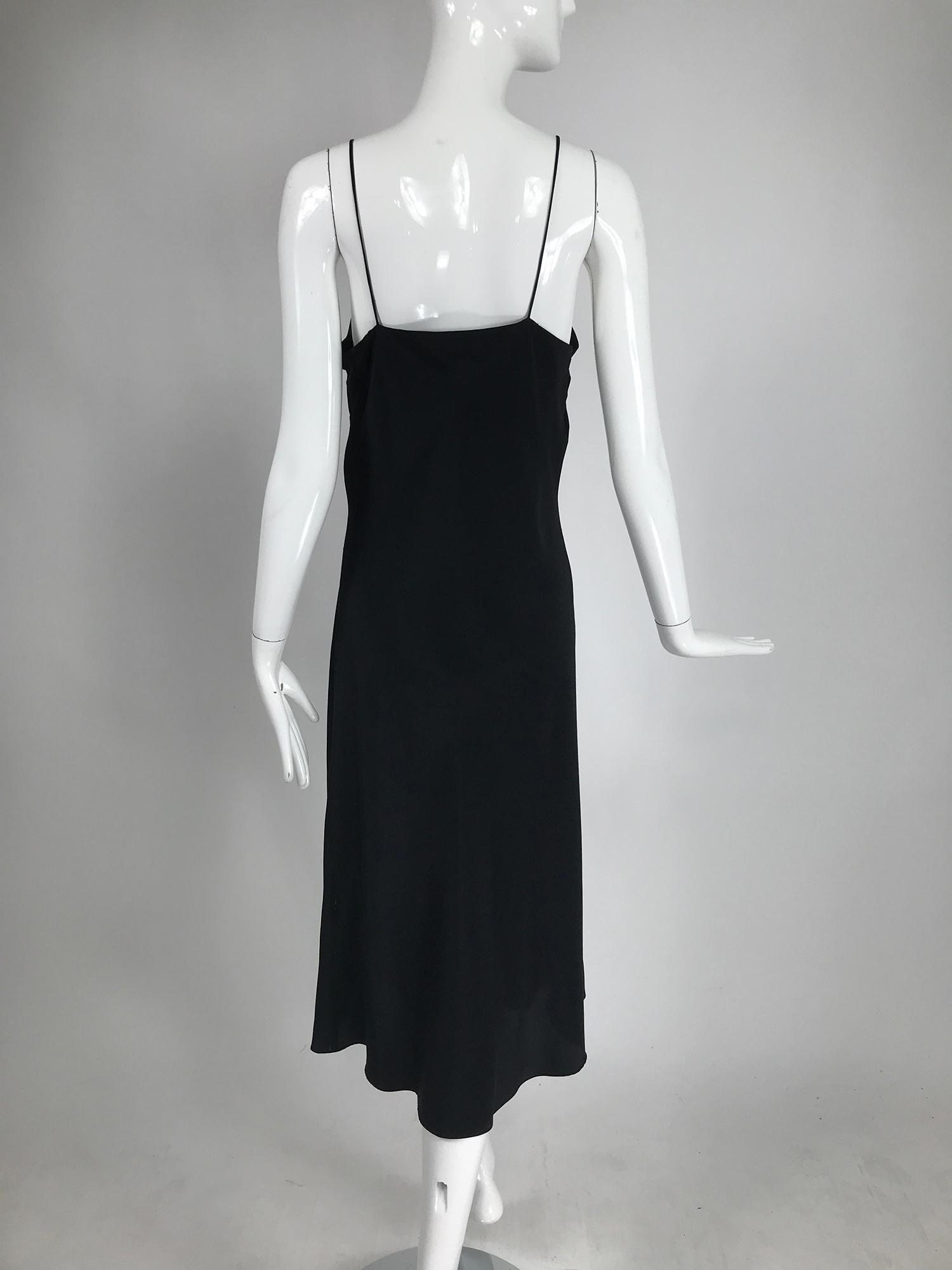 Adolfo Black Bias Cut Silk Slip Dress and Silk Chiffon Cape Set 1970s 3
