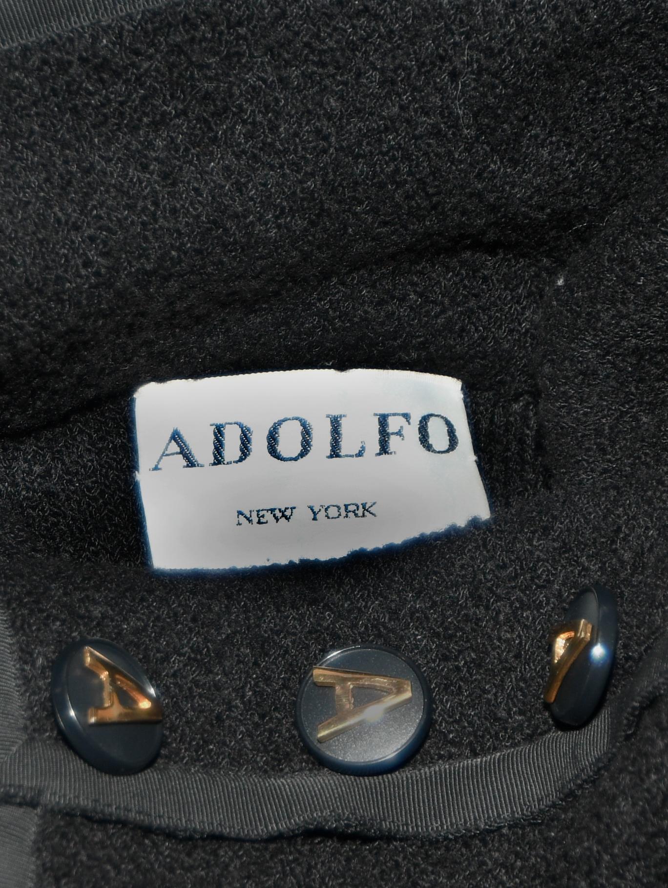 Adolfo Black Tweed Grosgrain Trimmed Jacket W/ Adolfo Logo Buttons  1