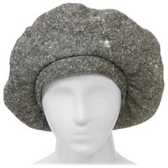 Adolfo Black/White Tweed Beret