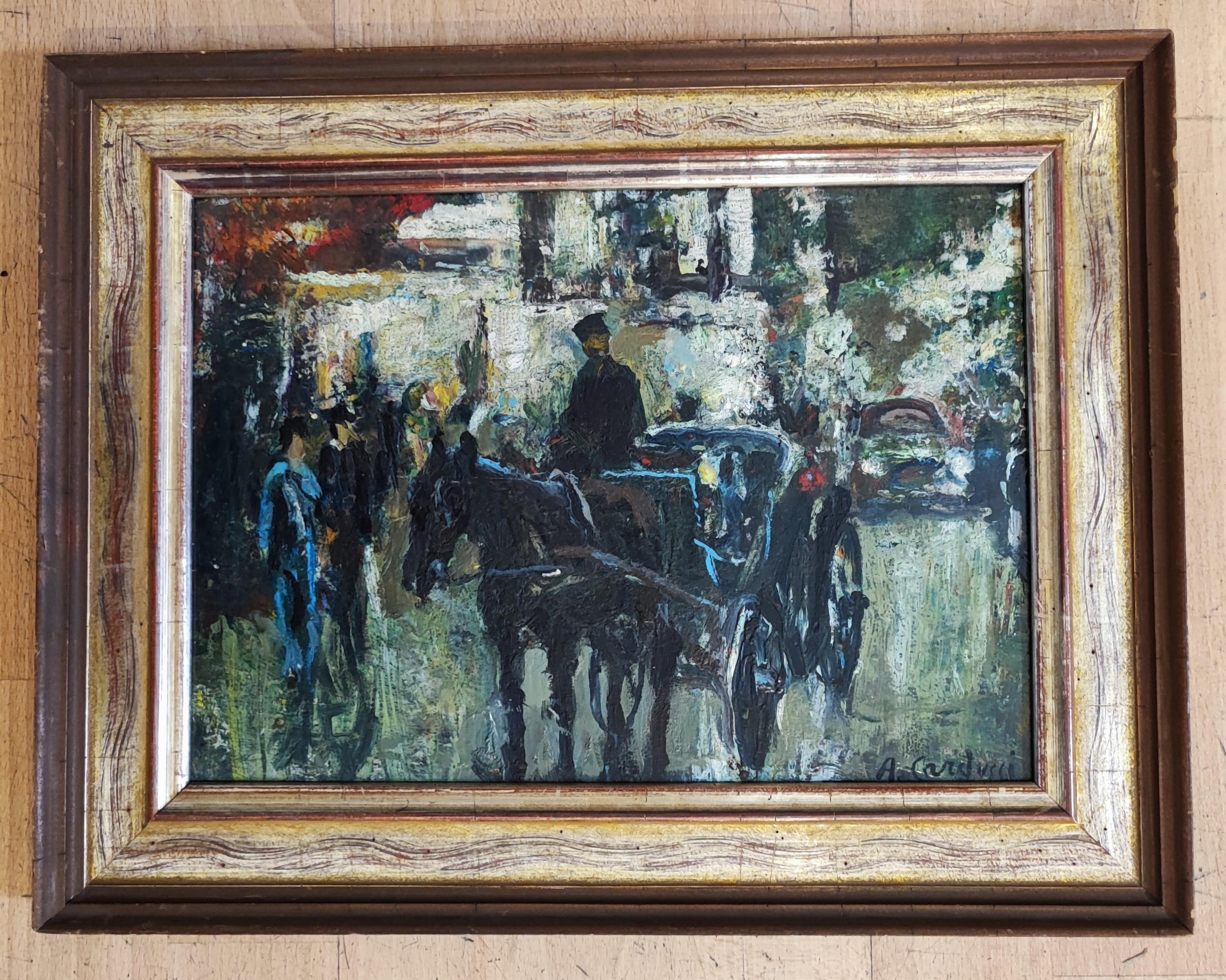 Carriage - Painting by Adolfo Carducci