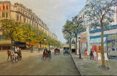 "Carrozze per strada" di Adolfo Carducci - Olio su tela - 80x120 cm