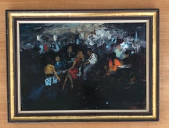 Coffee on the Terrace: Late 20th Century Italian Oil Painting