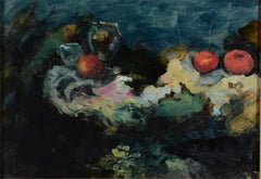 Expressionist Still Life with Pomegranates and Glass Vessel