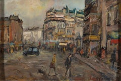Paris Street Scene, Expressionist Cityscape Oil Painting