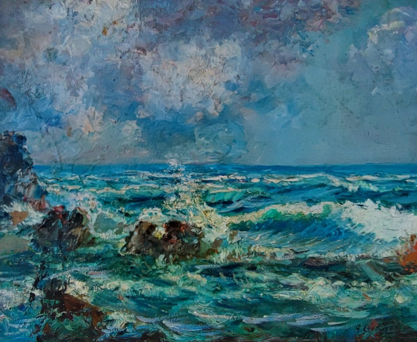 Adolfo Carducci Landscape Painting - Sky and sea