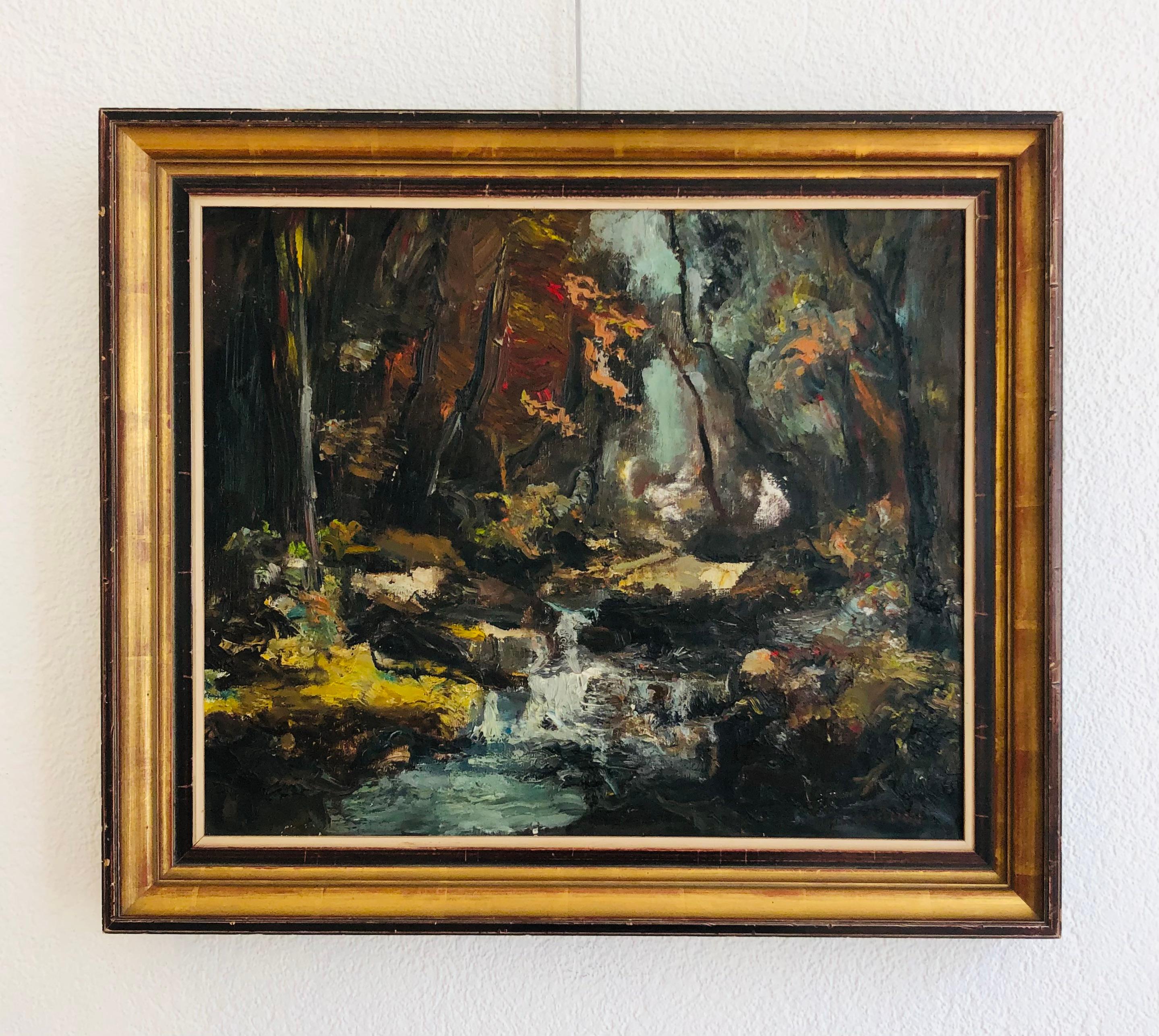 Sottobosco e torrente - Painting di Adolfo Carducci