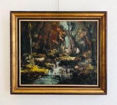 Undergrowth and Stream, Oil on Canvas, Italian School, 20th Century
