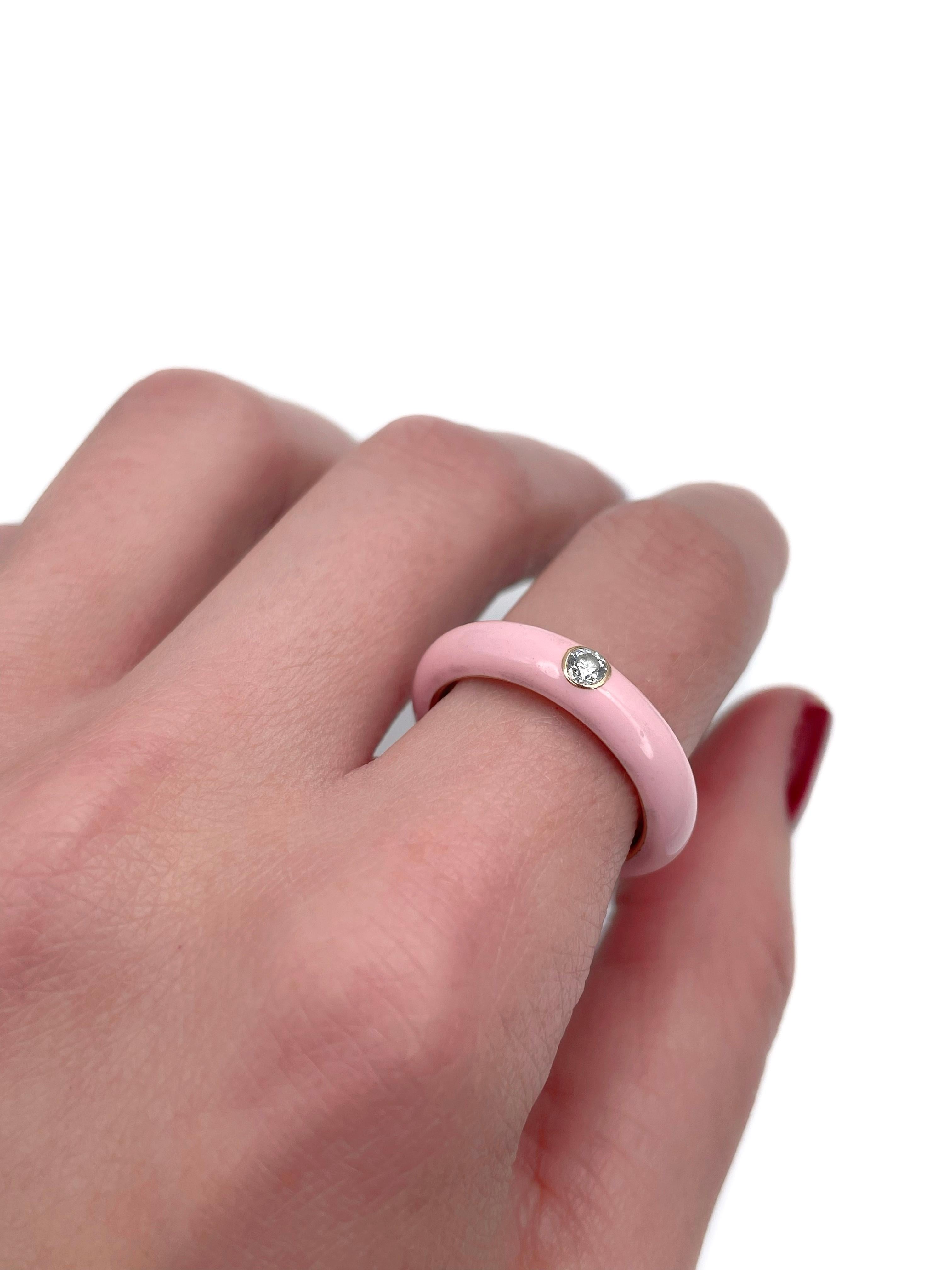 hot pink enamel ring