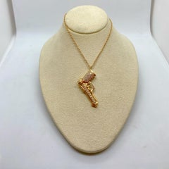 Adolfo Courrier 18 Karat Rose Gold .80 Carat Diamond Beretta Pistol Gun Pendant