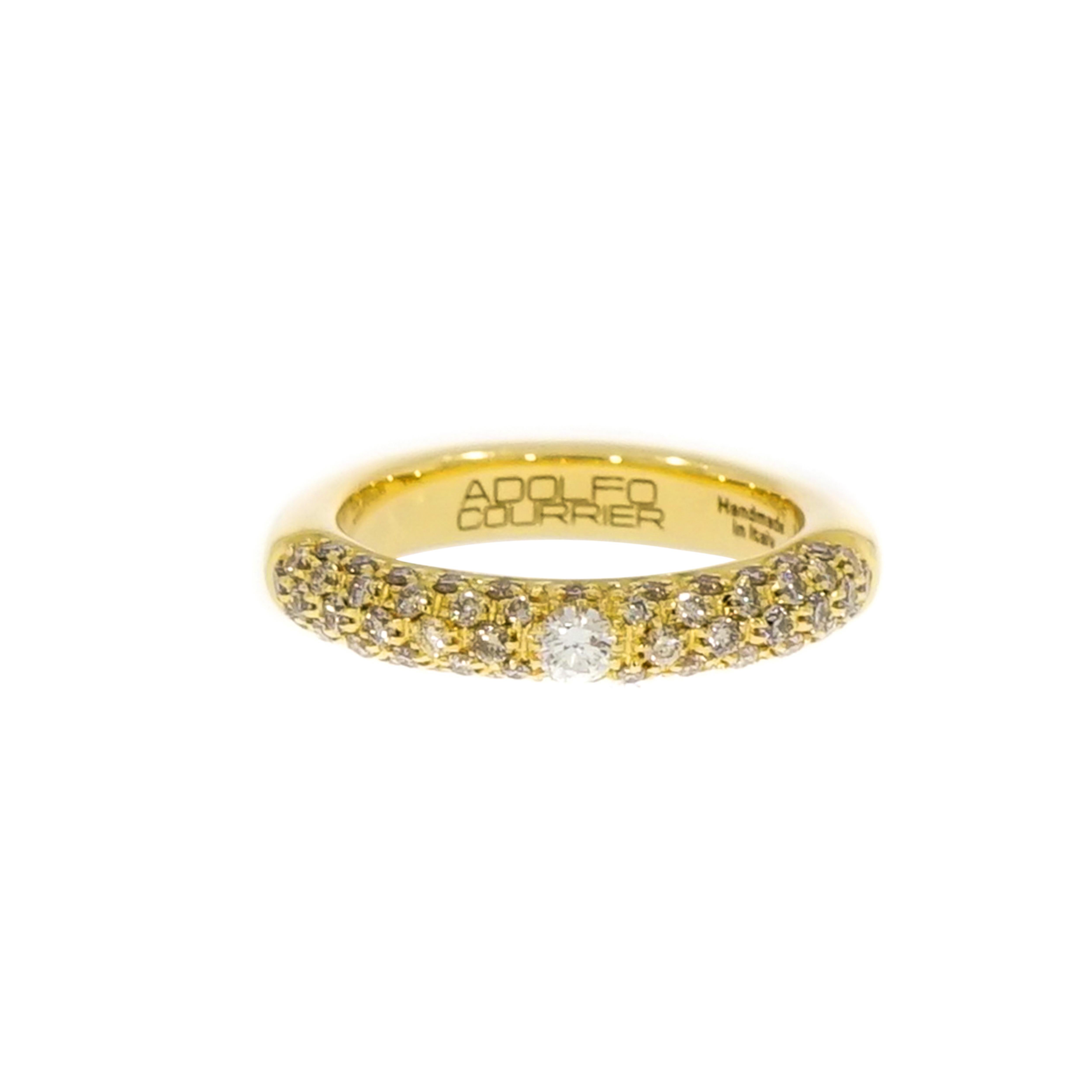 Moderne Adolfo Courrier, bague empilable en or jaune pavé de diamants en vente