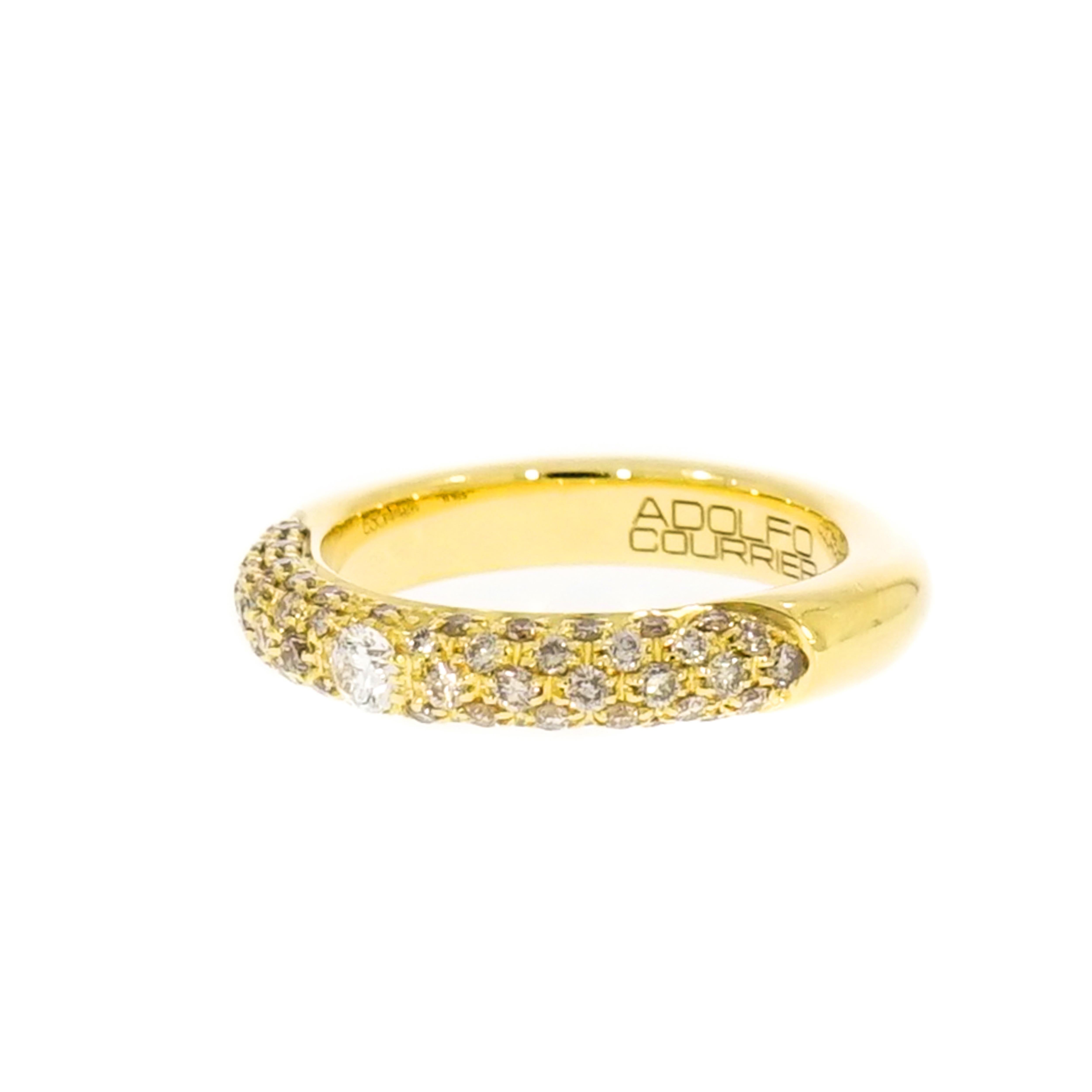 Taille ronde Adolfo Courrier, bague empilable en or jaune pavé de diamants en vente