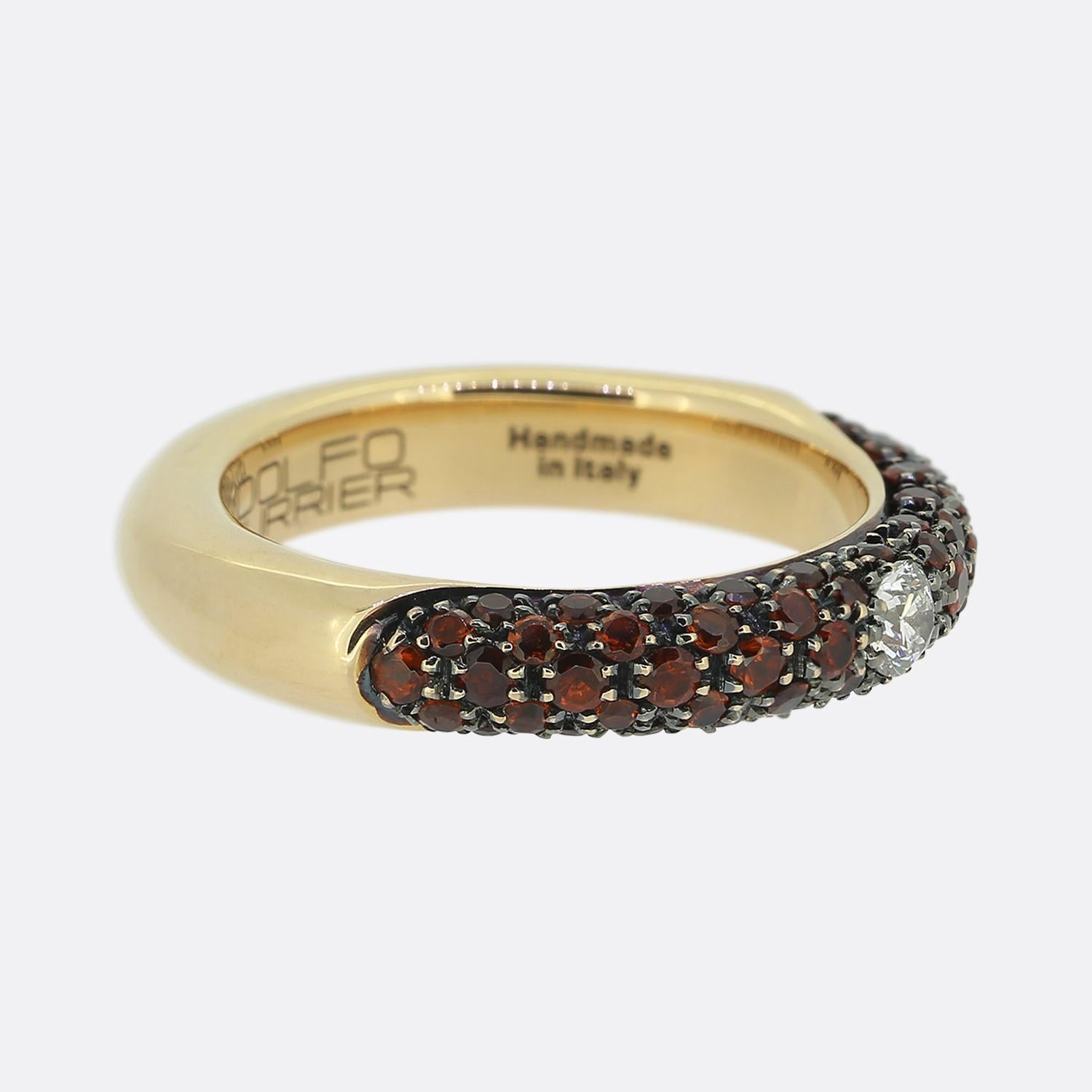 Round Cut Adolfo Courrier Orange Sapphire and Diamond Band Ring For Sale