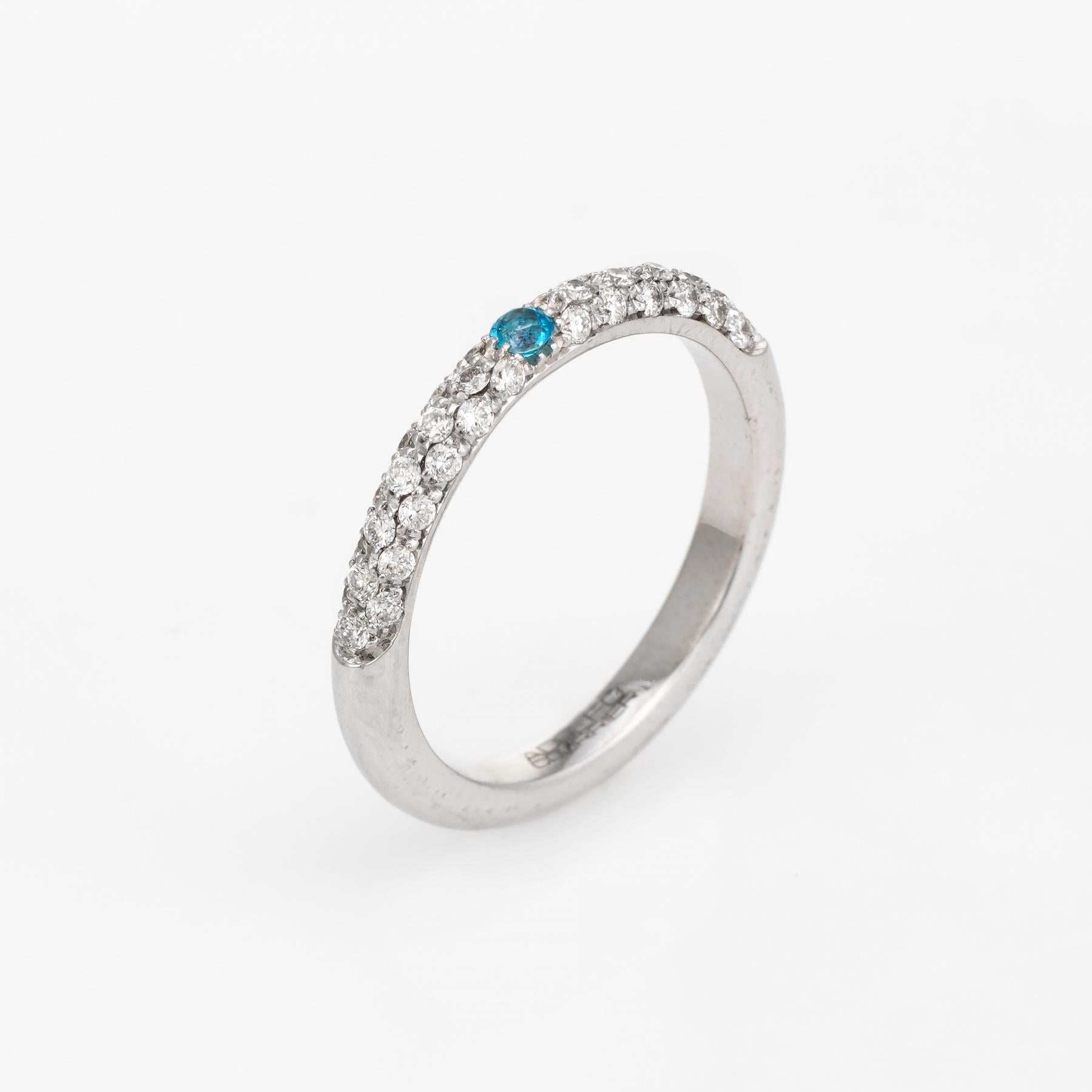 Elegant Adolfo Courrier stacking ring, crafted in 18 karat white gold. 

One estimated 0.05 carat turquoise, accented with 36 estimated 0.01 carat round brilliant cut diamonds totaling an estimated 0.36 carats (estimated at G-H color and VS2
