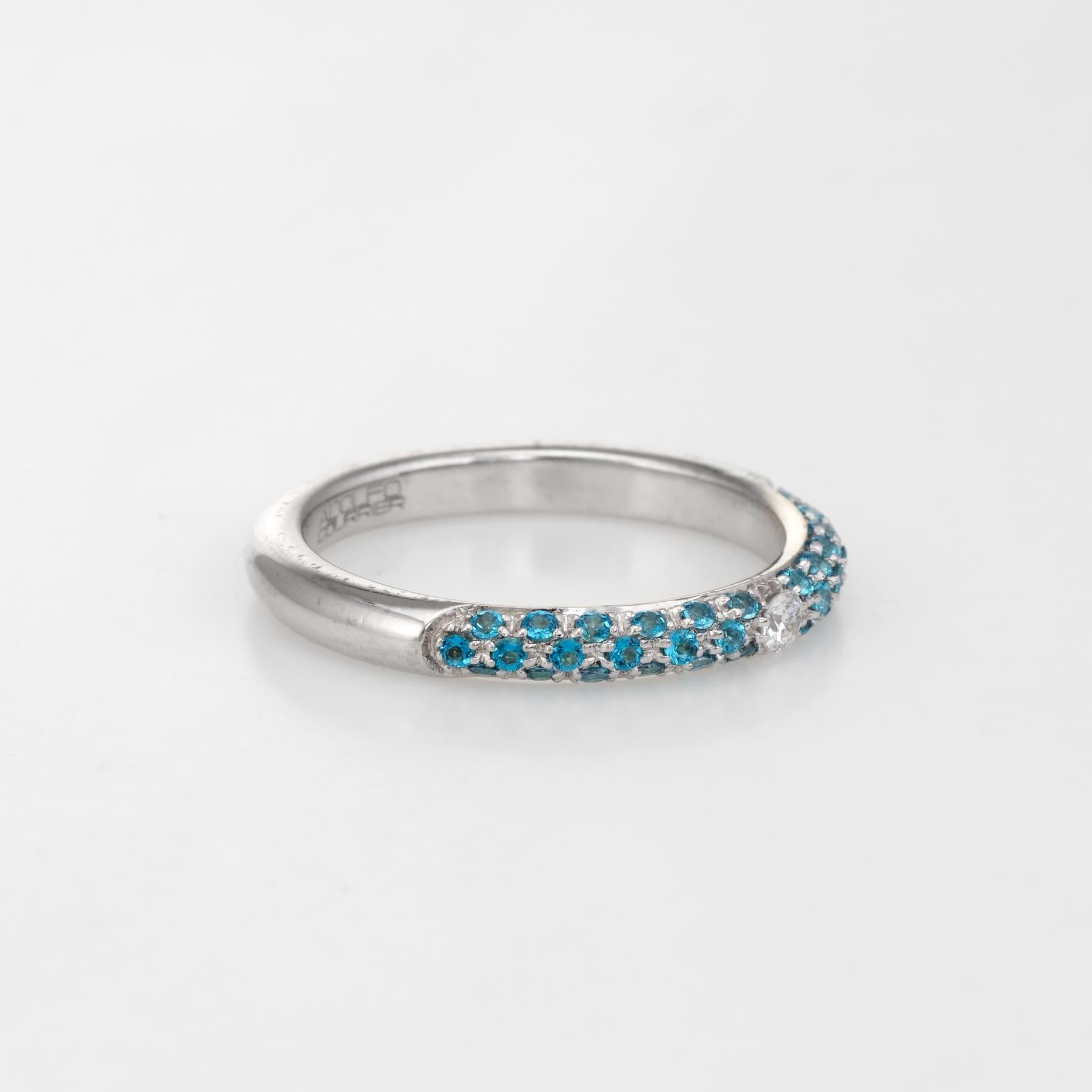 Contemporary Adolfo Courrier Pave Turquoise Diamond Stacking Ring 18 Karat Gold Jewelry