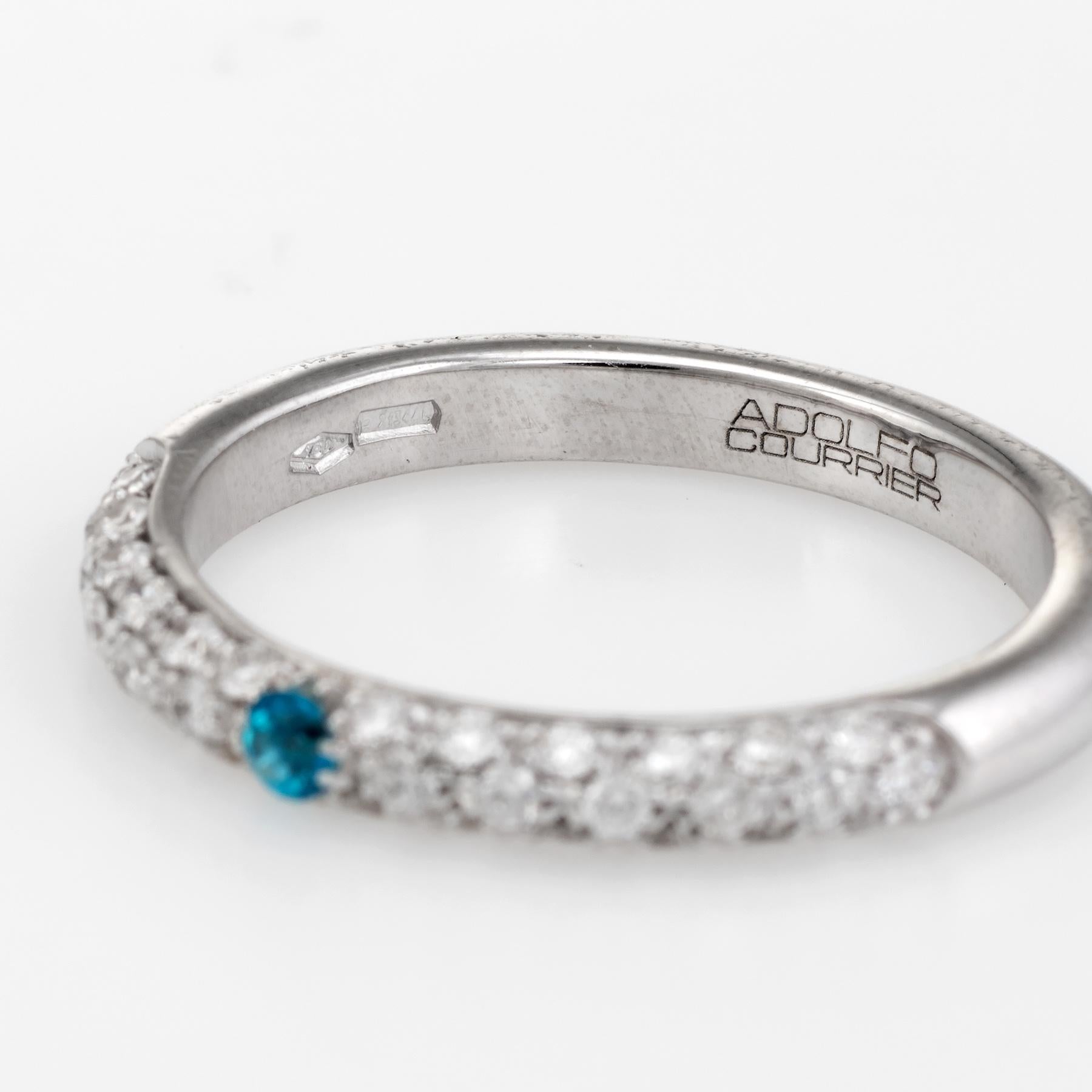 Adolfo Courrier Pave Turquoise Diamond Stacking Ring 18 Karat Gold Jewelry In Excellent Condition For Sale In Torrance, CA