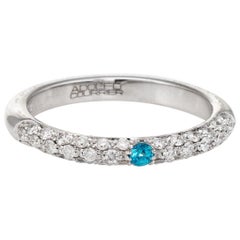Adolfo Courrier Pave Turquoise Diamond Stacking Ring 18 Karat Gold Jewelry