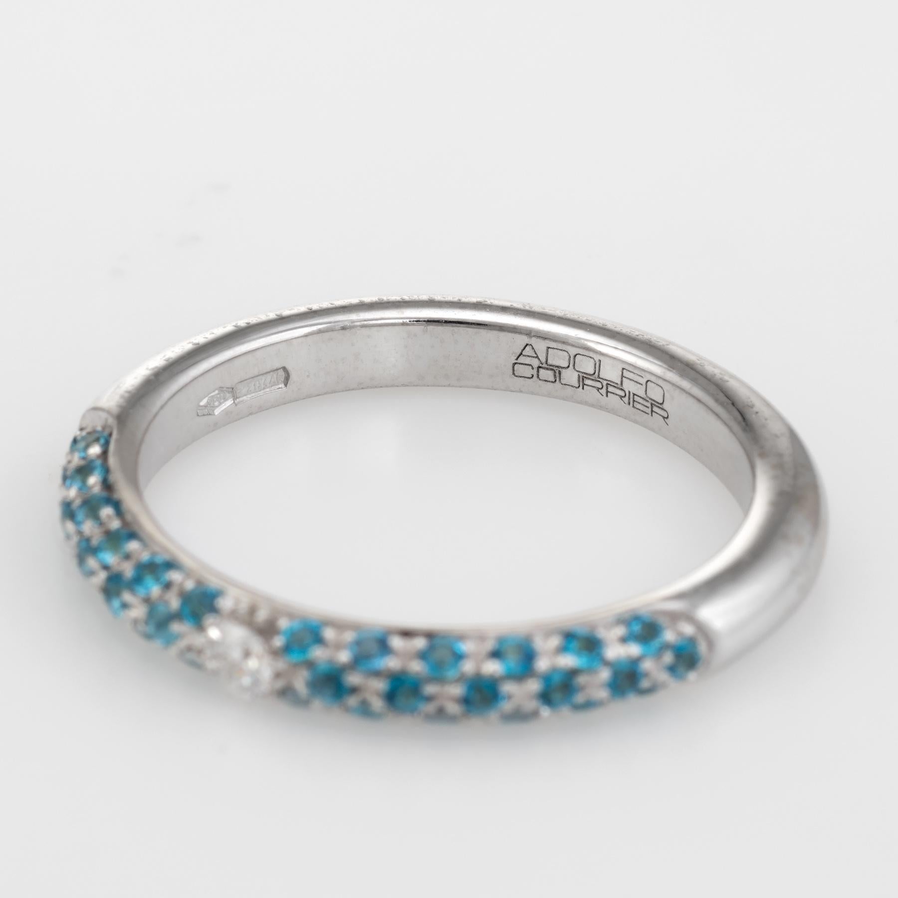 Adolfo Courrier Bague empilable en or 18 carats avec turquoise pavé et diamants en vente 1