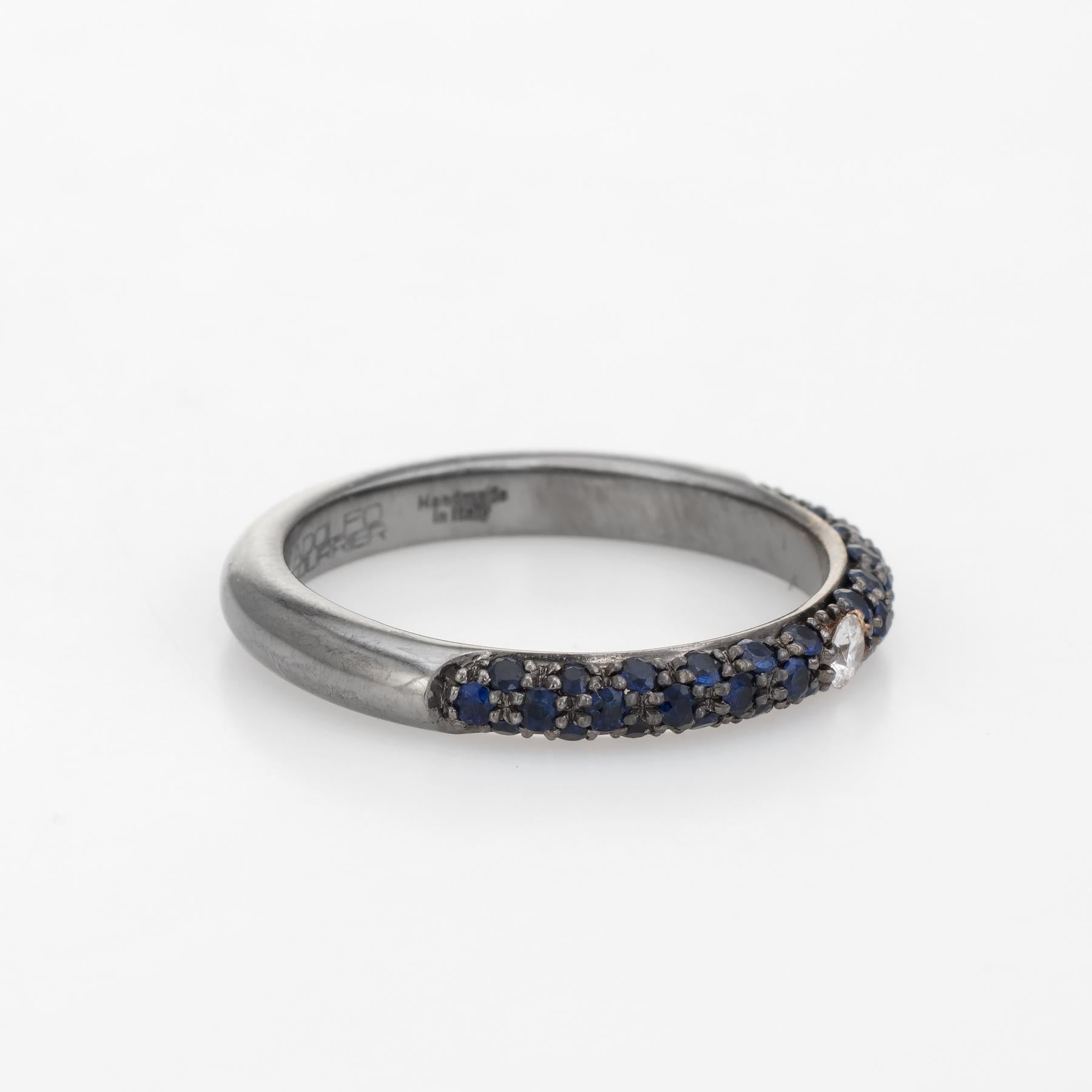 Modern Adolfo Courrier Sapphire Diamond Stacking Ring 18 Karat Gold Estate Jewelry