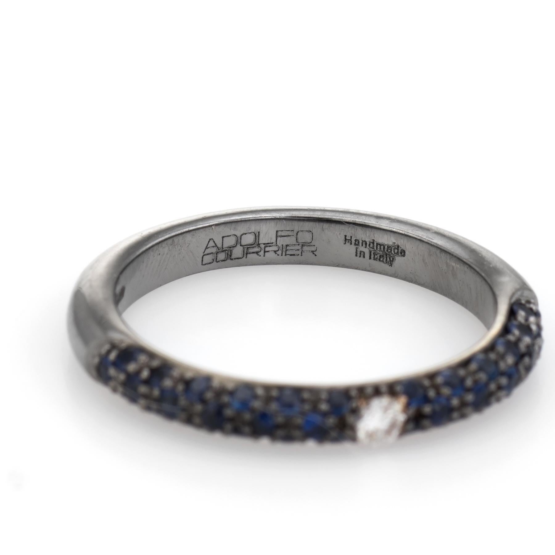 Adolfo Courrier Sapphire Diamond Stacking Ring 18 Karat Gold Estate Jewelry In Excellent Condition In Torrance, CA