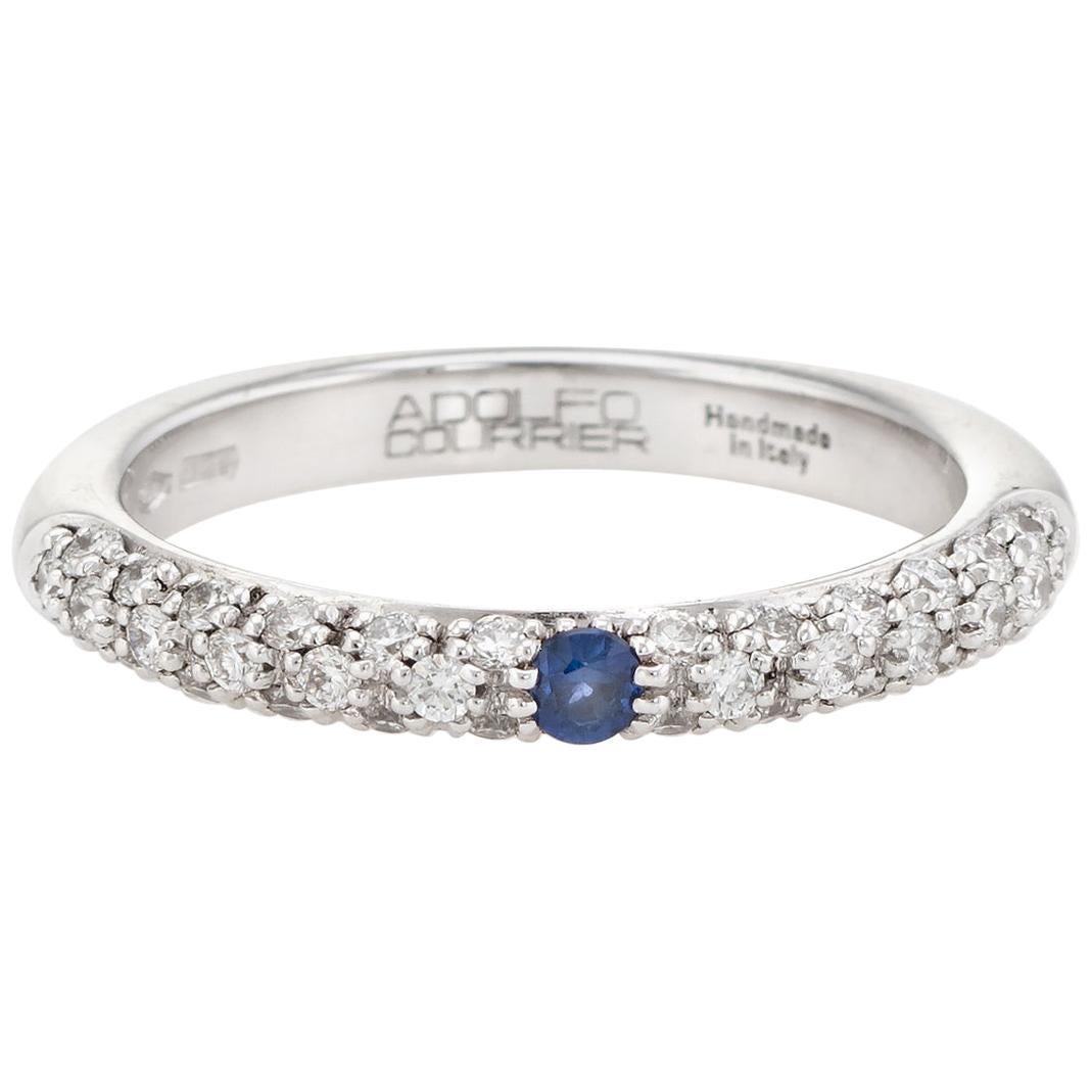 Adolfo Courrier Sapphire Pave Diamond Stacking Ring 18 Karat Gold Jewelry