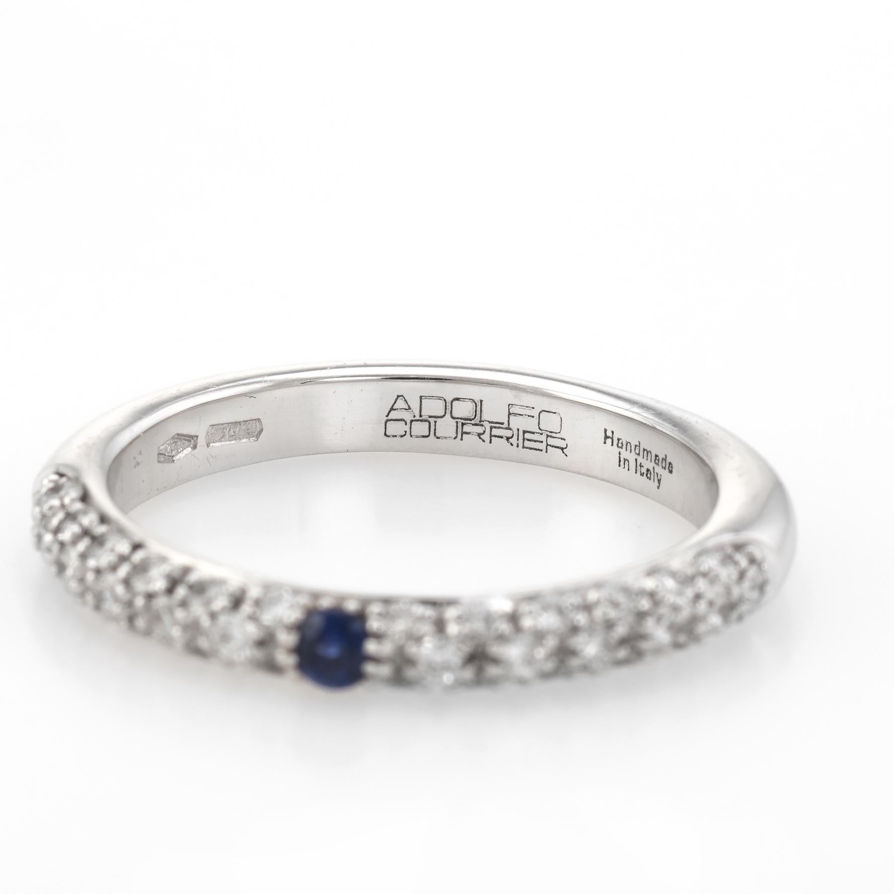 Round Cut Adolfo Courrier Sapphire Pave Diamond Stacking Ring 18 Karat Gold Jewelry For Sale