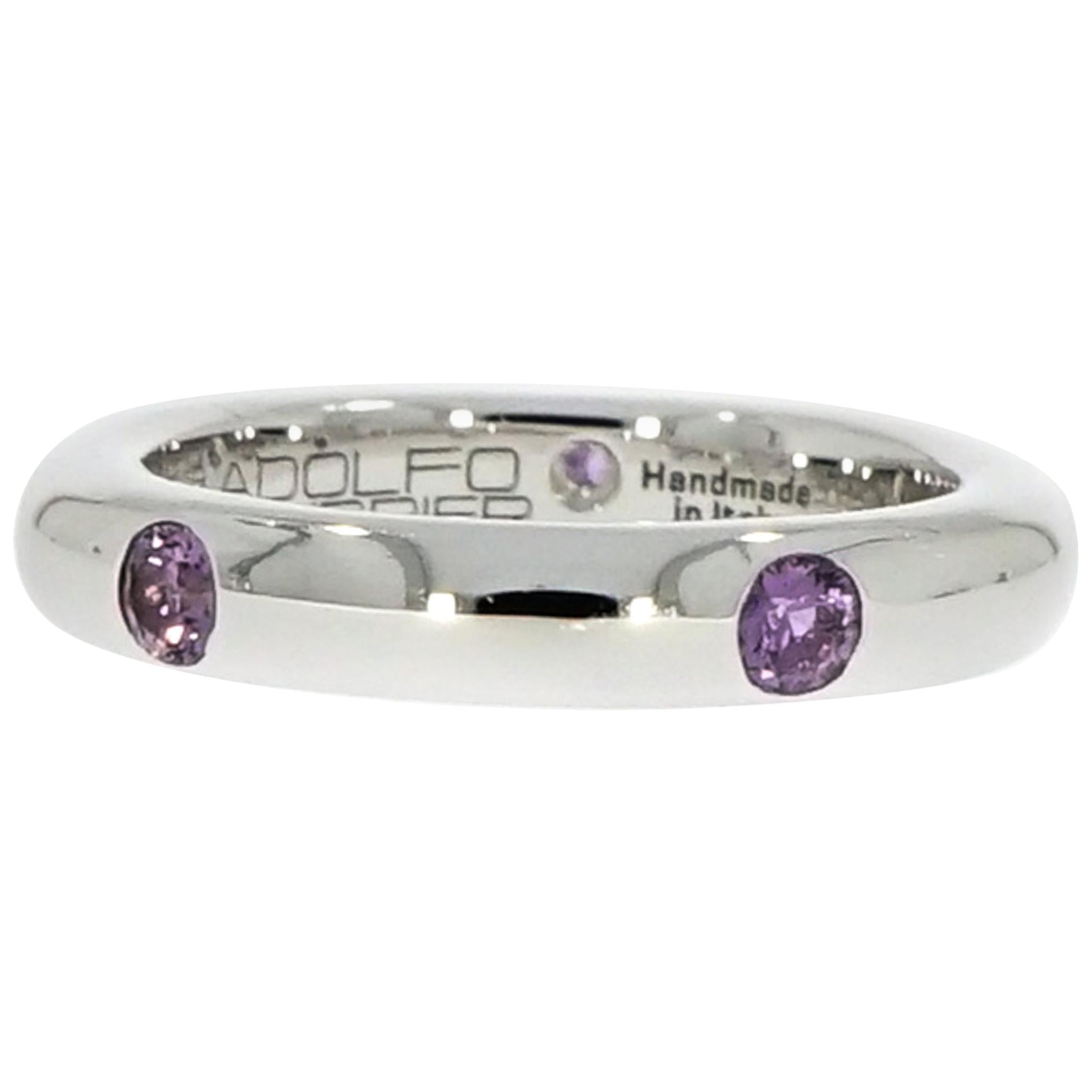Adolfo Courrier Wisteria Sapphire Stackable White Gold Band For Sale